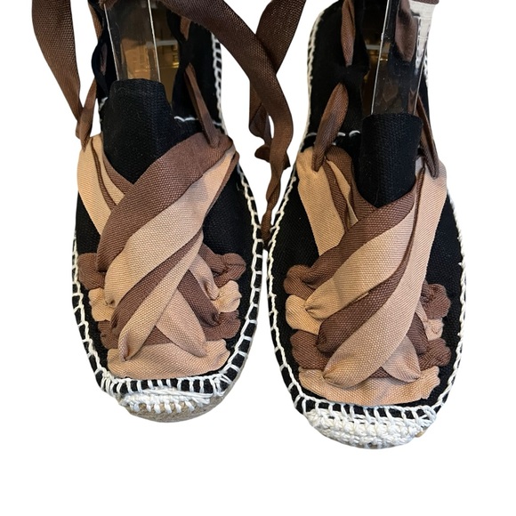 Artesania Hand Made Chic Black and Brown Espadrille Ankle Tie Flats, Sz EU 37 - Picture 7 of 15